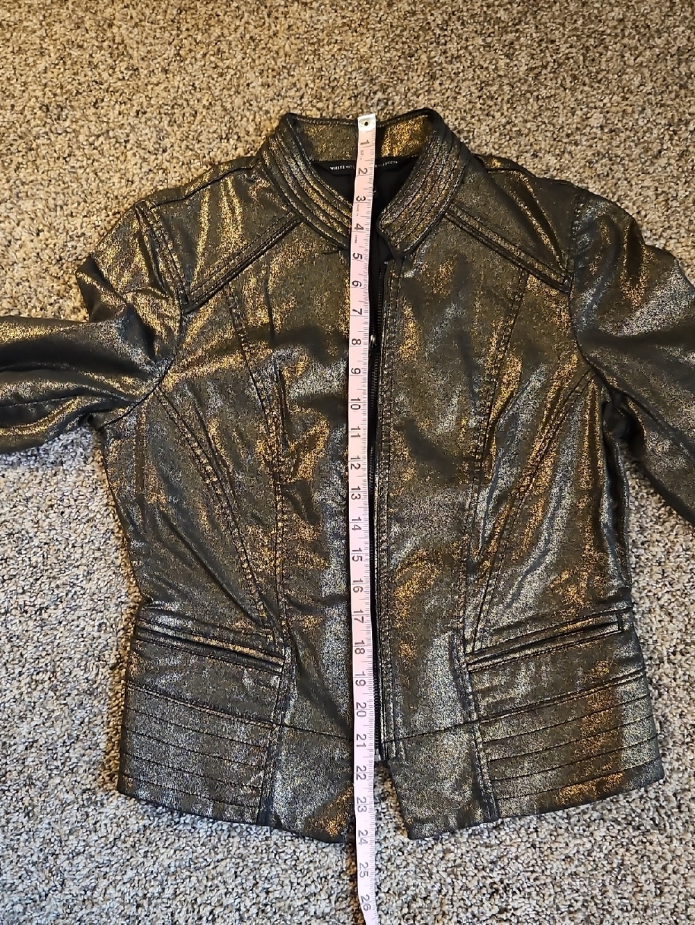 White House Black Market Metallic Gold Women's Moto Jacket - Picture 9 of 9